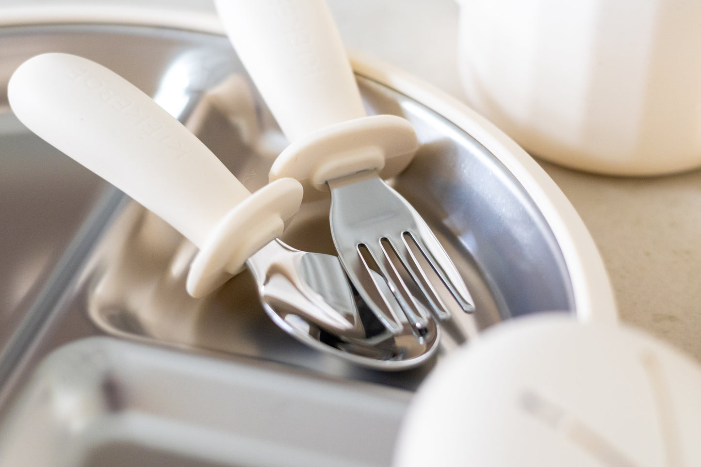 Kiekeboe® RVS Kinderbestek met Siliconen Handgreep