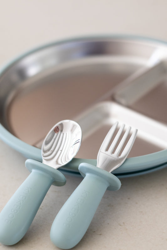 Kiekeboe® RVS Kinderbestek met Siliconen Handgreep