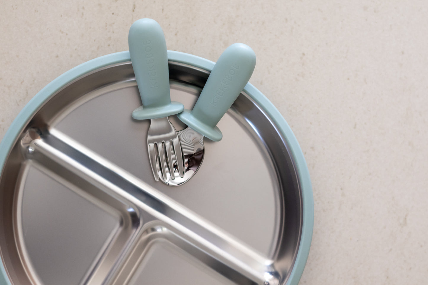 Kiekeboe® RVS Bordje met Siliconen Zuignap voor Baby’s en Peuters
