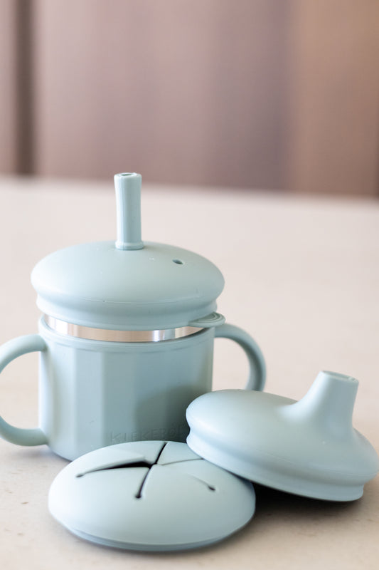 Kiekeboe® 3-in-1 Drinkbeker met Tuit-, Rietje- en Snackdeksel